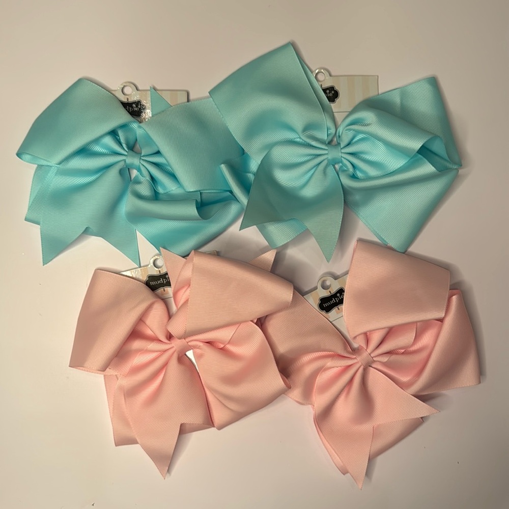 Mud Pie Oversized Hair Bows Pink & Blue